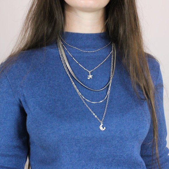 American Eagle Outfitters Jewelry - American Eagle Silver Layered Necklace with Star & Moon